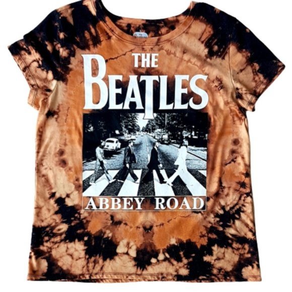 Custom Bleach Tie Dye Beatles T-Shirt Sz L - Picture 3 of 4